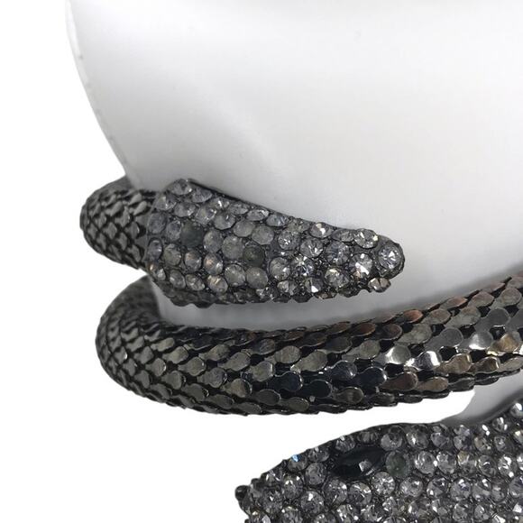 Snake Bracelet Wrap Around Silver Dark Tone & Black Boho - Picture 3 of 5